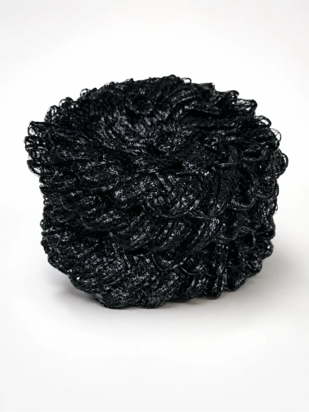 Vintage 50s Black Braided Straw Hat with Velvet Bow